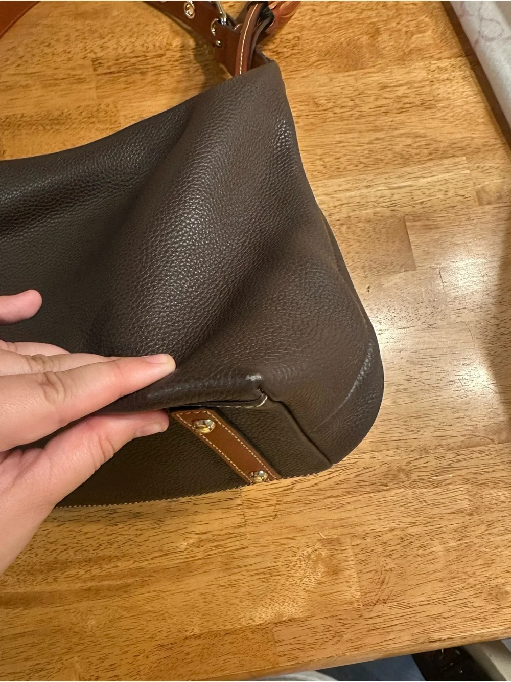 Dooney & Bourke Brown Pebbled Leather Hobo Bag